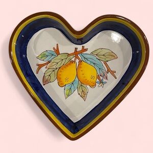 Adorable heart shaped vintage stoneware lemons baking serving pan heavy duty